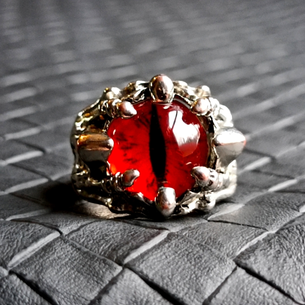 Silver/Red tiger eye ring Sz 8